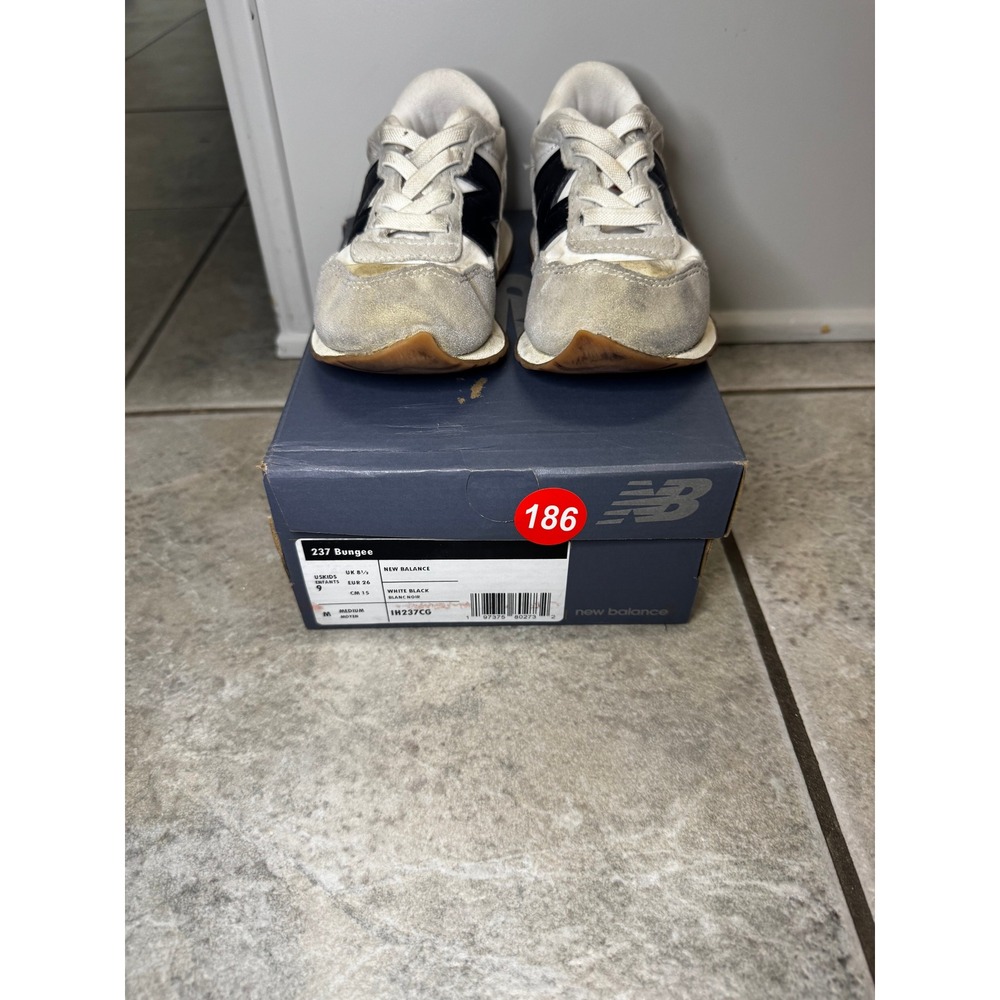 New Balance 237 Bungee Kids Casual Sneakers White Black Size 9 Toddler
